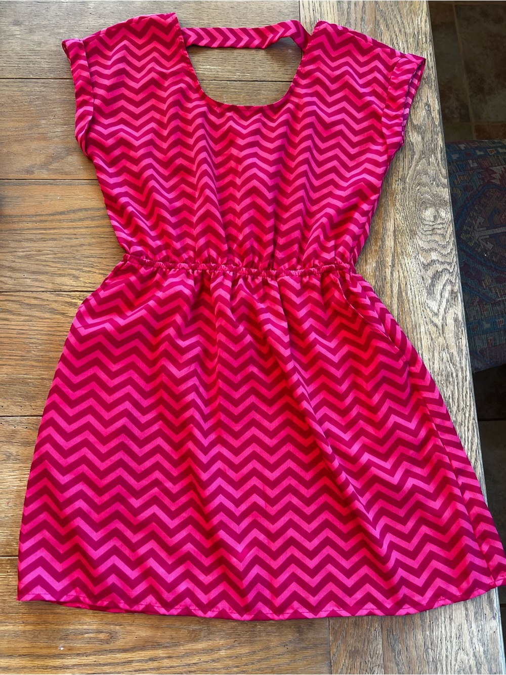 Candie's Bright Pink Chevron Casual Dress